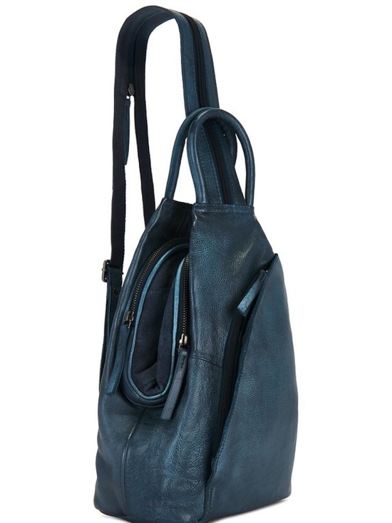 Free People Teal Blue Leather Sling Backpack main image 10
